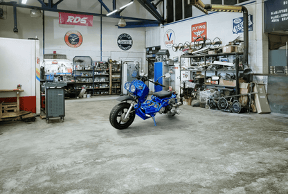 IceBear Maddog Gen I 50cc Scooter (PMZ50-19) - Maddog Gen I 50cc in a garage