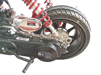 IceBear Maddog Gen I 150cc Scooter (PMZ150-19) - Engine view, transmission, air filter, suspension, tire