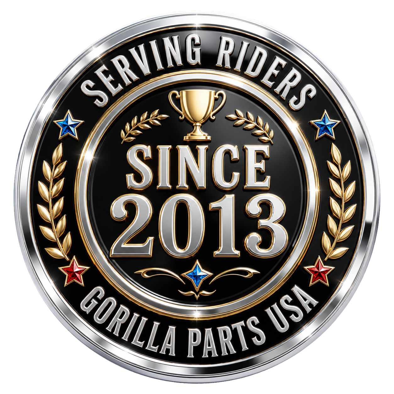 Gorilla Parts USA serving riders since 2013 award seal